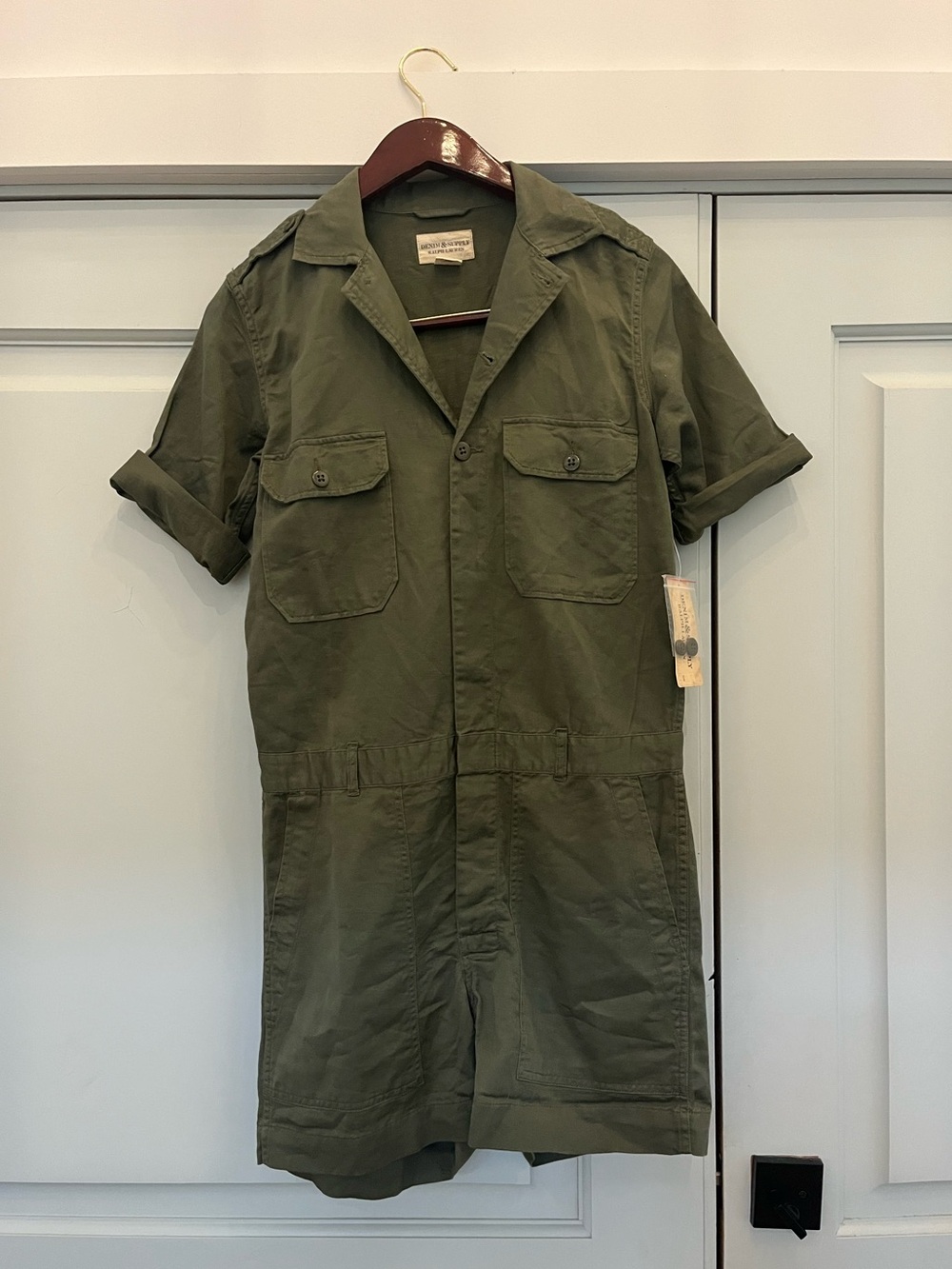 Denim & Supply Ralph Lauren Utility Romper Shortalls Olive Army Green